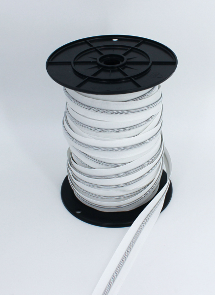 Endlosreißverschluss metallisiert weiß/ silber (1m)